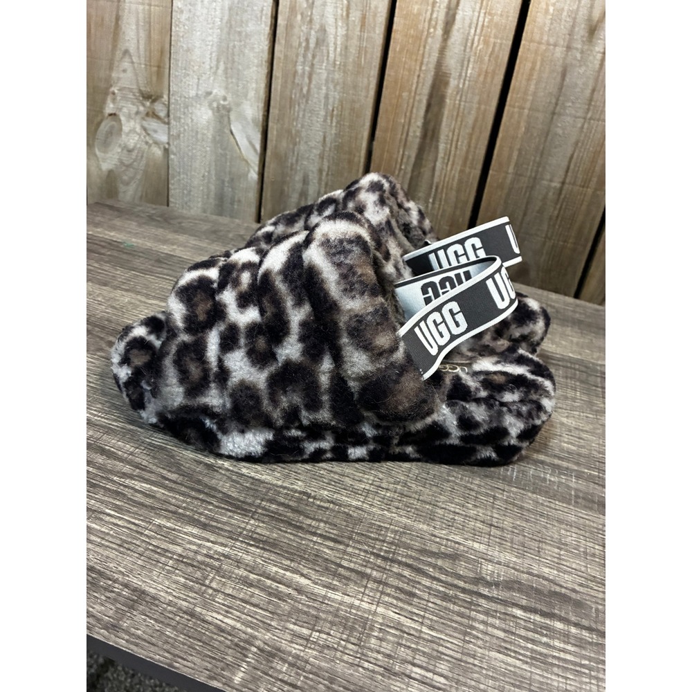 UGG Fluff Yeah Slide Leopard Animal Print Slippers 1120903 Womens 8 - Picture 3 of 6